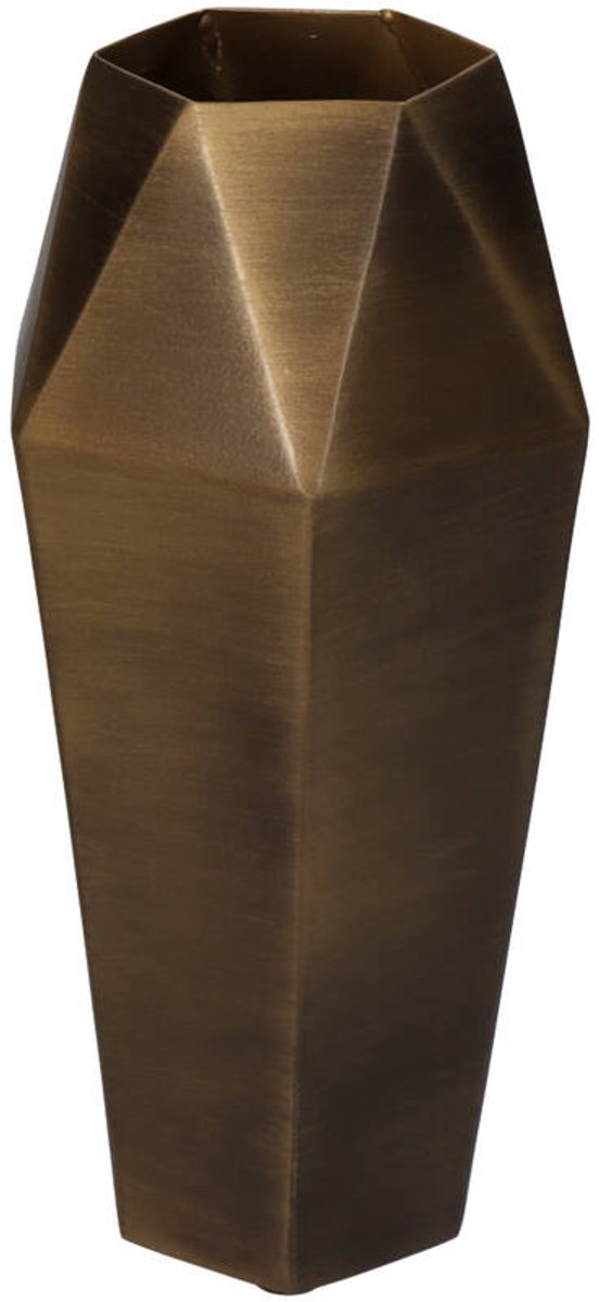 Vase Bronze 12x12x26cm Metal Hexagon