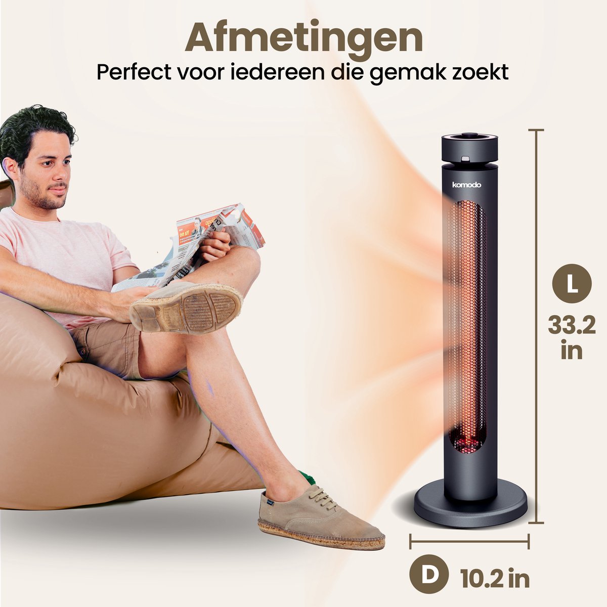 Komodo Terrasverwarmers - Fuji 2000W - Infrarood kachel en Elektrische Kachel 8 Verschillende Standen - LED-display - Infrarood Verwarming - Afstandsbediening - Oscillatie - Zwart – foto 6