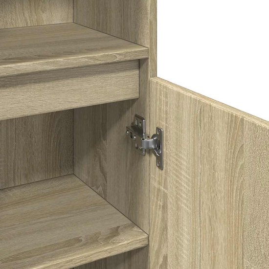 vidaXL Badkamerkast Zwart Eiken 30x30x190 cm Houtmateriaal