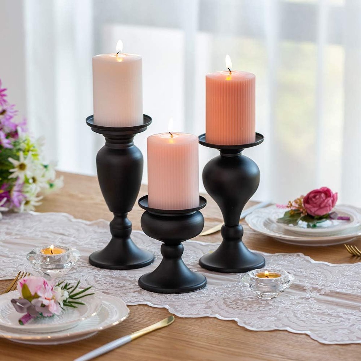 Unyqoos ® Stijlvolle Set van 3 Metalen Kandelaars voor Diverse Decoraties en Gelegenheden — cadeau in Wonen & Interieur - foto 5
