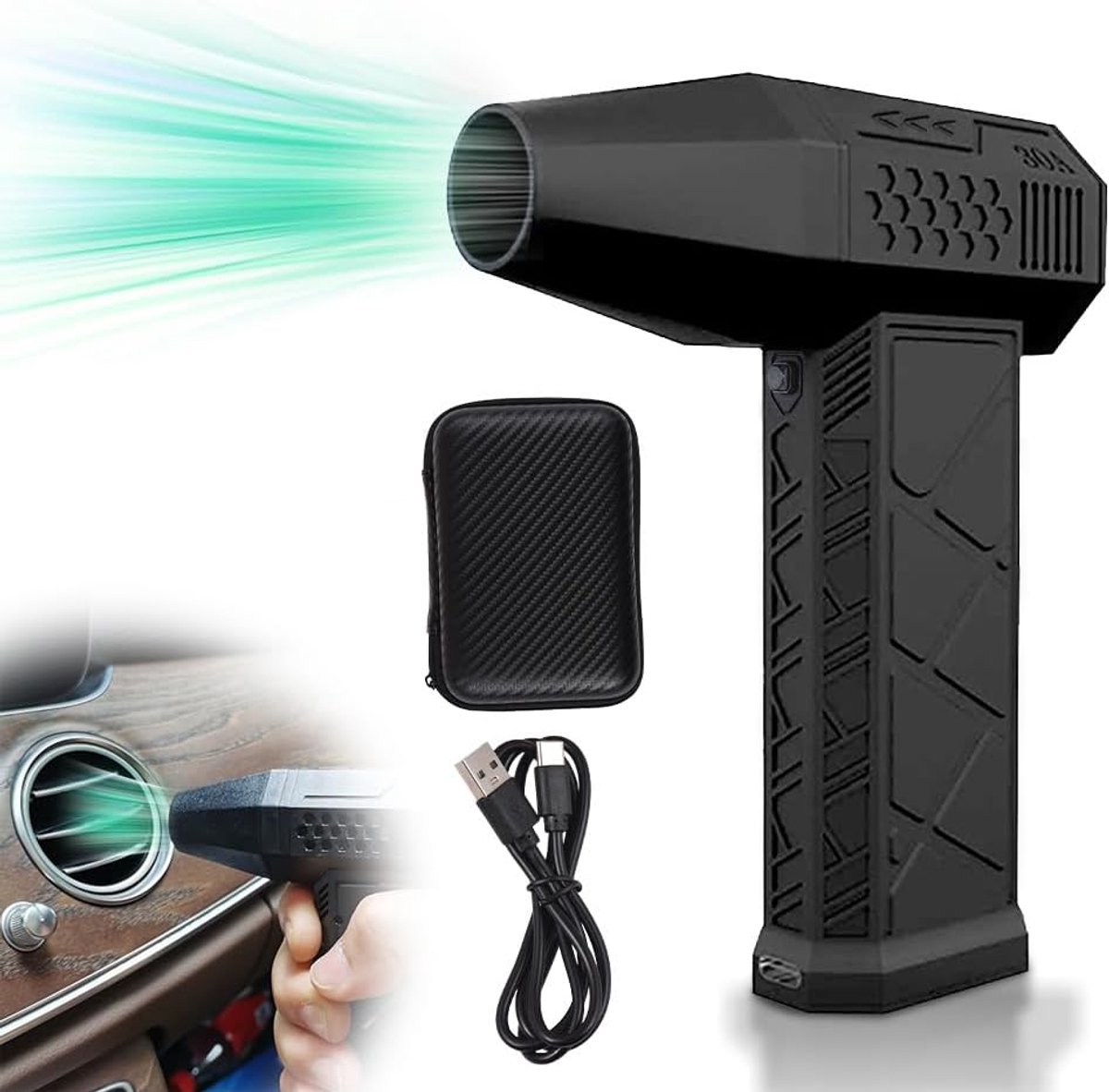 Draadloze mini jet ventilator - draagbare stofblazer met instelbare luchtsnelheid