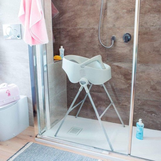 Zylo® Baby Badje met Standaard - Baby Badje - Inklapbaar Bad - met Badzitje - van 0-12 maanden - 55x70x107cm - Grijs van Zylo — afbeelding 3