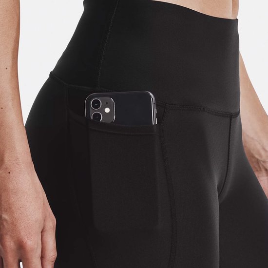 Zwarte sportlegging met hoge taille en een telefoonzakje aan de zijkant.
