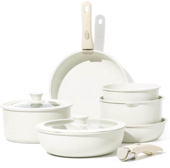 CAROTE 21 stks Potten en Pannen Set, Nonstick Kookgerei Set Afneembare