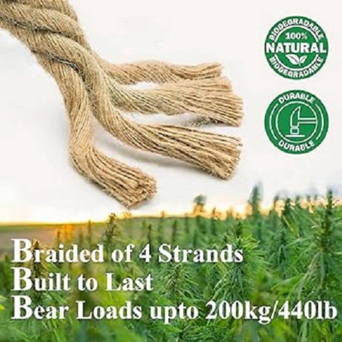 Jute touw 12mm x lengte 200m · in verschillende diktes en lengtes Natuurproduct voor doe-het-zelvers en decoratie · verkrijgbaar 6-32 mm