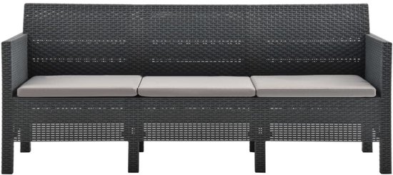 vidaXL Loungeset 2-delig - Antraciet - Rattanlook Tuinstoel - Lounge Set - Buitentijd - Relaxen - Tuinset