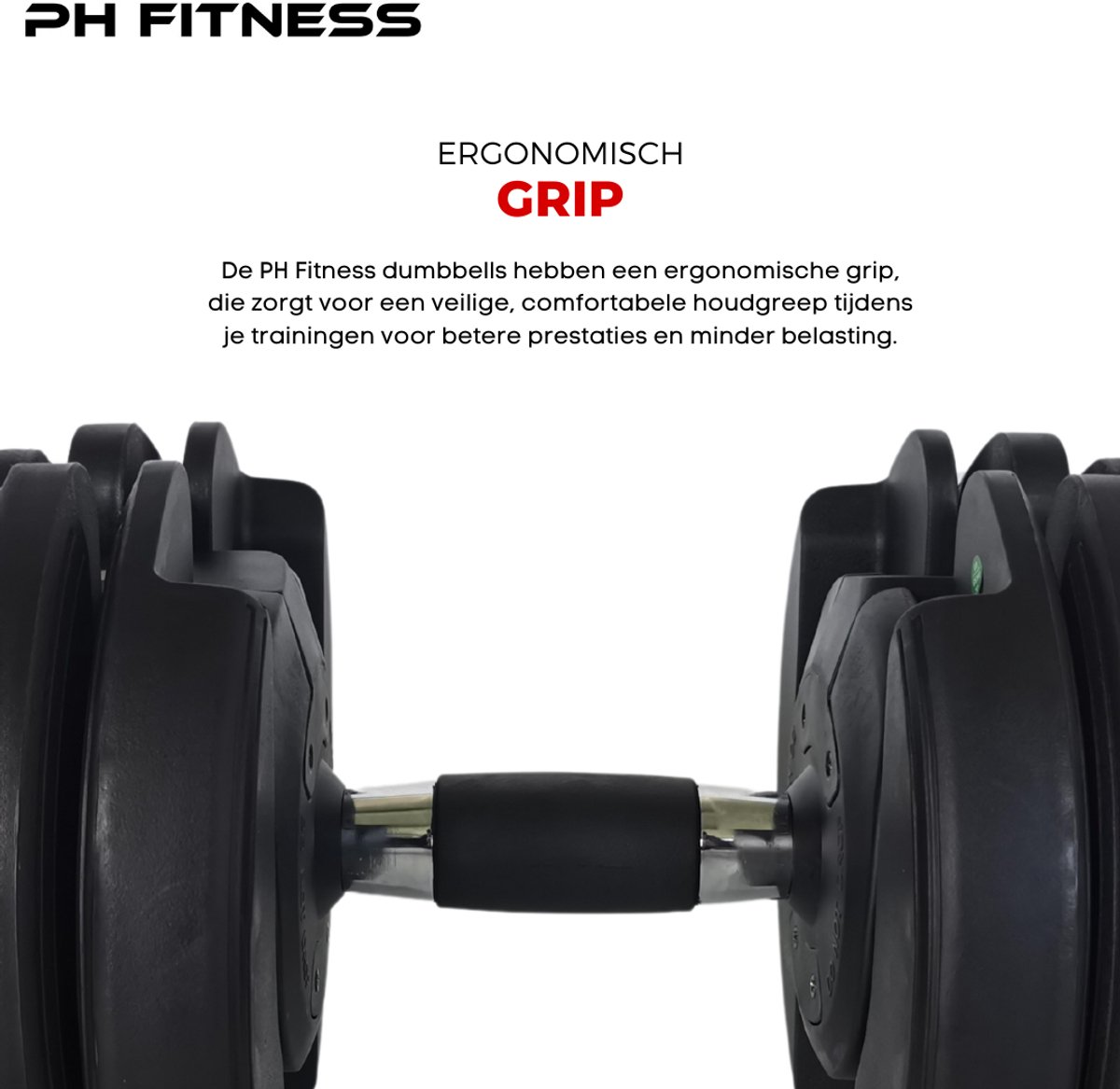 PH Fitness Verstelbare Dumbell 24KG Zwart - PRIJS PER STUK - Smart Dumbbells - Gewichtenset voor Home Gym - Adjustable Dumbbells van 2,5 kg tot 24kg - Complete Halterset van 15 Dumbbells in een! – foto 4