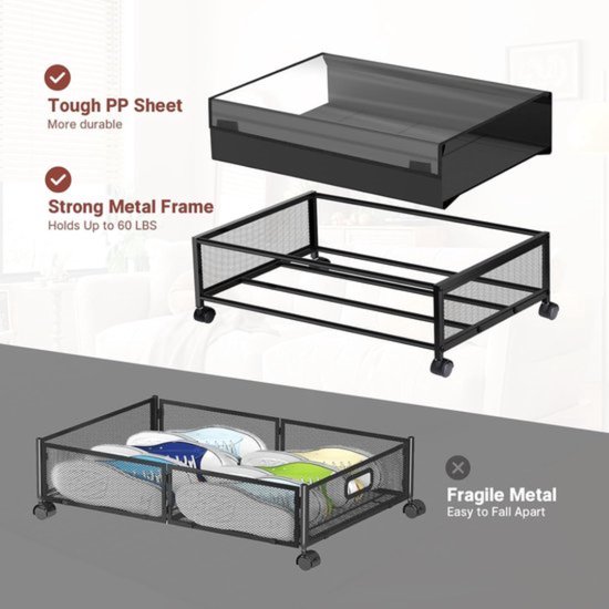 Opbergdozen voor onder het bed - Set van 5 - Met deksels en ritssluitingen
