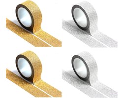 Set of 4 Gold Ribbon Tape - Luxury Shiny Gold Foil Design Large Size for Projects - Easy to Use & Versatile