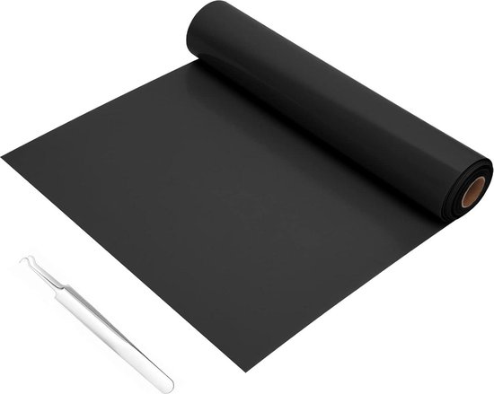Film de transfert textile Flex Foil - 305 cm x 244 cm - autocollant noir - Thermocollant sur film - Repassage T-shirt et tissu