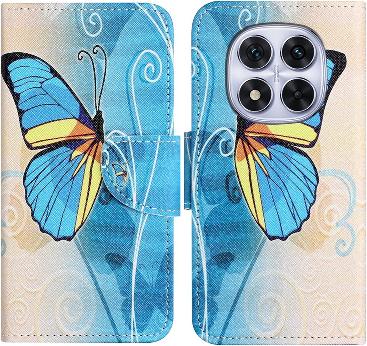 Coverup Hoesje - Geschikt voor Xiaomi Redmi Note 14 Pro 5G / Pro+ / Poco X7 Hoesje - Coverup Book Case - Blauwe Vlinder