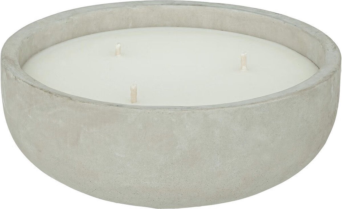 Atmosphera Ely citronellakaars 1597g - Ø30xH13cm - Pot van cement - Grijs