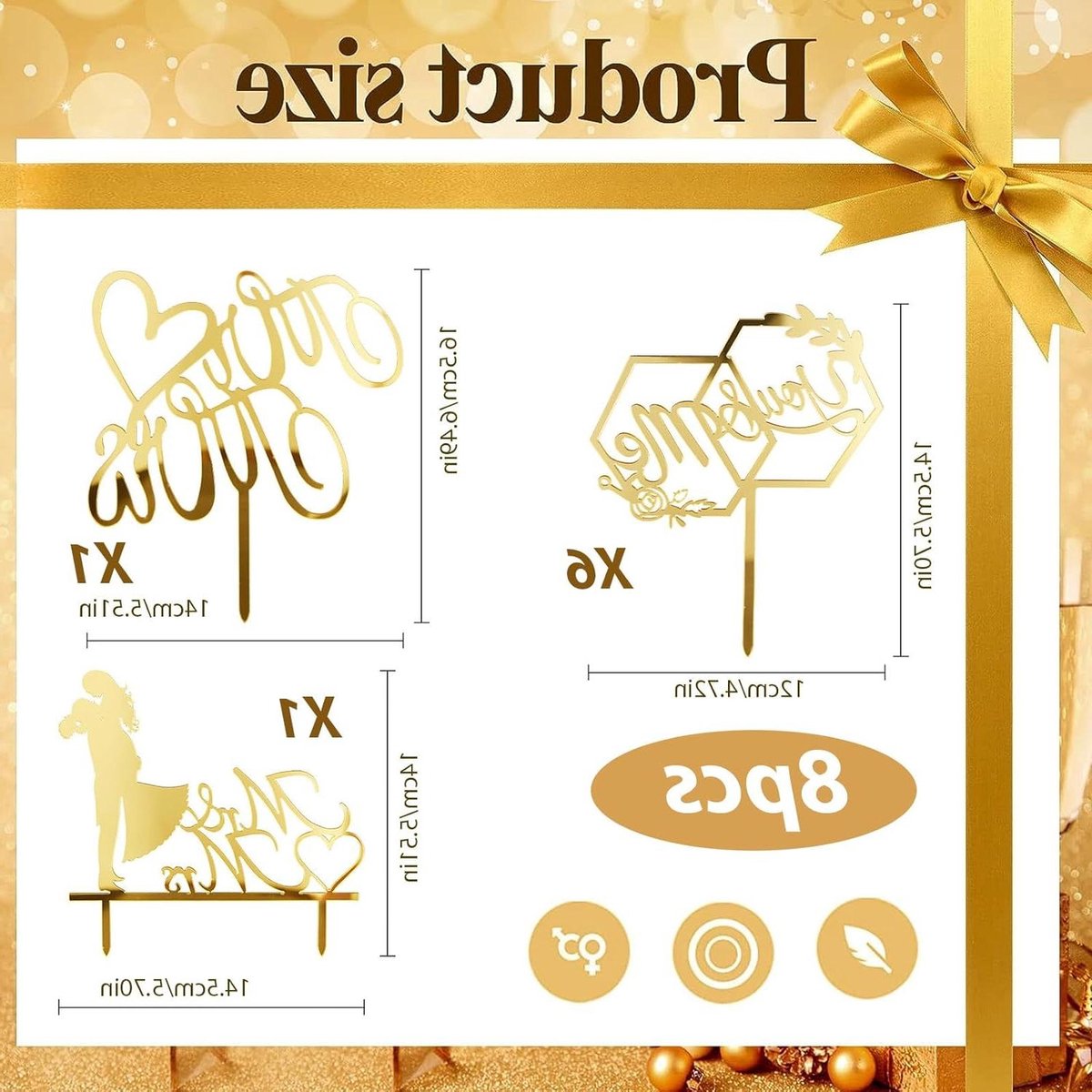 8 Stuks Romantische Acryl Taarttopper - Valentijnsdag Bruiloft Verloving Liefde .