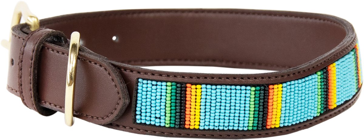 Kentucky Dogwear - Hondenhalsband - Handgeknoopte Parels - Lichtblauw - Maat L - 62cm - Hondenriem