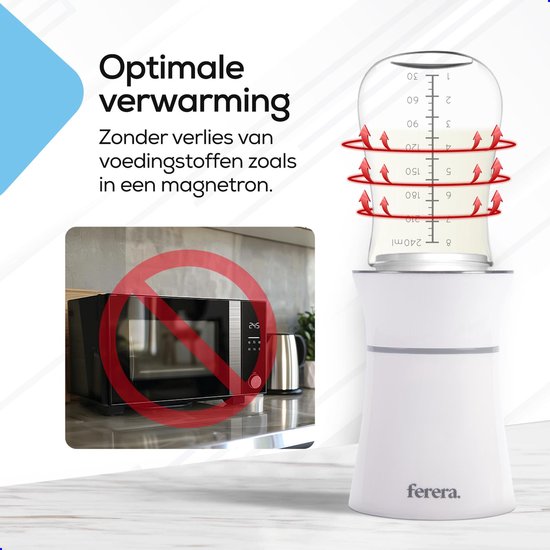 Ferera Flessenwarmer - Onderweg & Thuis - Draagbare Flessenwarmer - Draadloos - BPA-Vrij - Inclusief Adapter - Waterdicht Opbergtasje - 7 Kopstukken - Geschikt Voor Alle Babyfles Merken — afbeelding 4