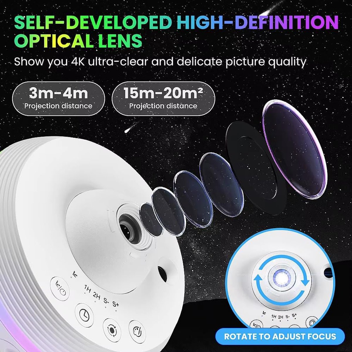 Galaxy Projector - 13 in 1 Planetarium Star Projector - Zonnestelsel Projector voor Kinderkamer Plafonddecoratie - Realistische Sterrenhemel Nachtlamp met Timer, Dynamische Meteoor, RGB Lichteffecten - Wit – foto 3