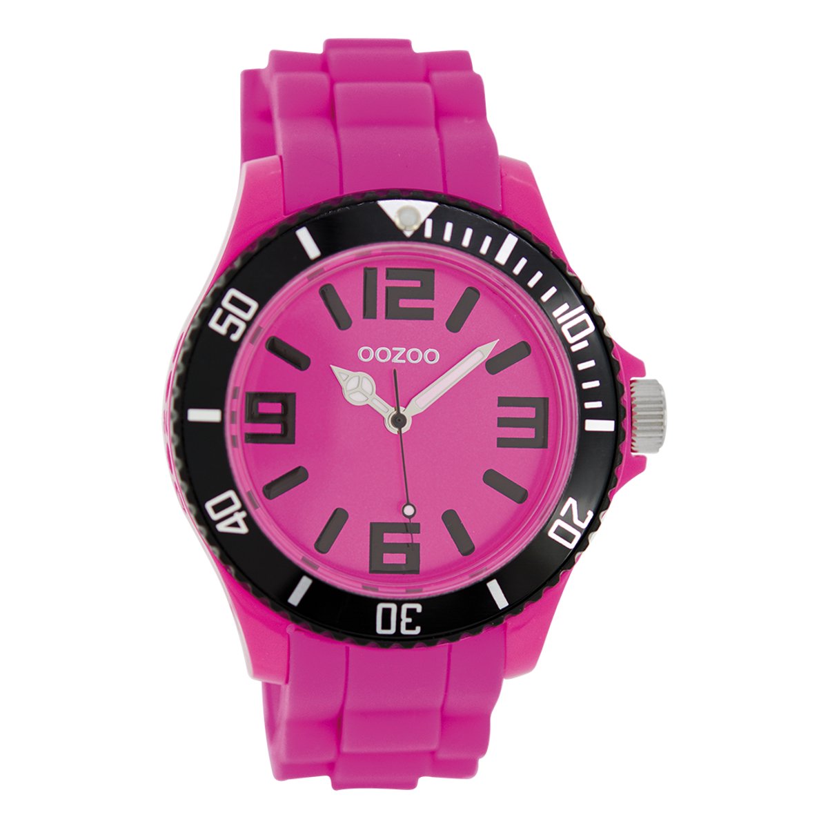 OOZOO Timepieces - Roze horloge met roze rubber band - C5844