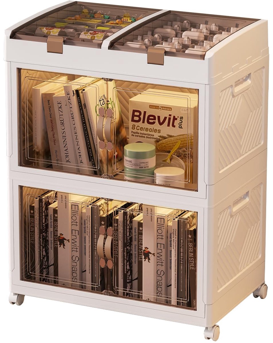My Ninki ® Ruime Opvouwbare Kunststof Opbergbox met Deksel en Rollen voor Binnen en Buiten