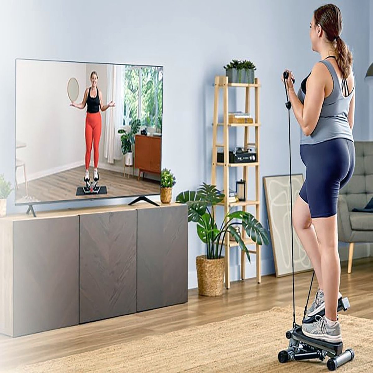 Afbeelding 2 van ApexArte® Stepper Fitness - Hometrainer - Crosstrainer Mini - Zwart en Grijs