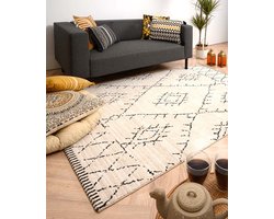Berber vloerkleed - Beni Ouarain Sufian crème/zwart 200x300