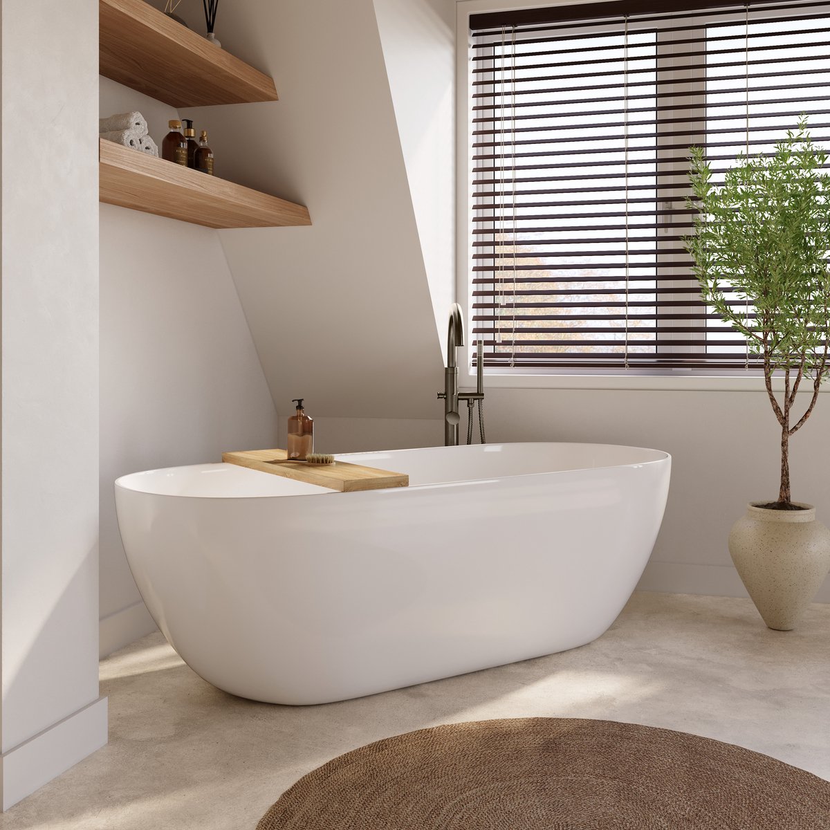 Sanifun vrijstaand ligbad Tessa1800 x 800 acryl glans wit