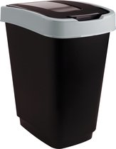 Mammoet - Titan - Prullenbak - Couvercle pivotant - 25 L - 25,6 x 33,4 x 46,2 cm - Zwart - Plastique - Poubelle