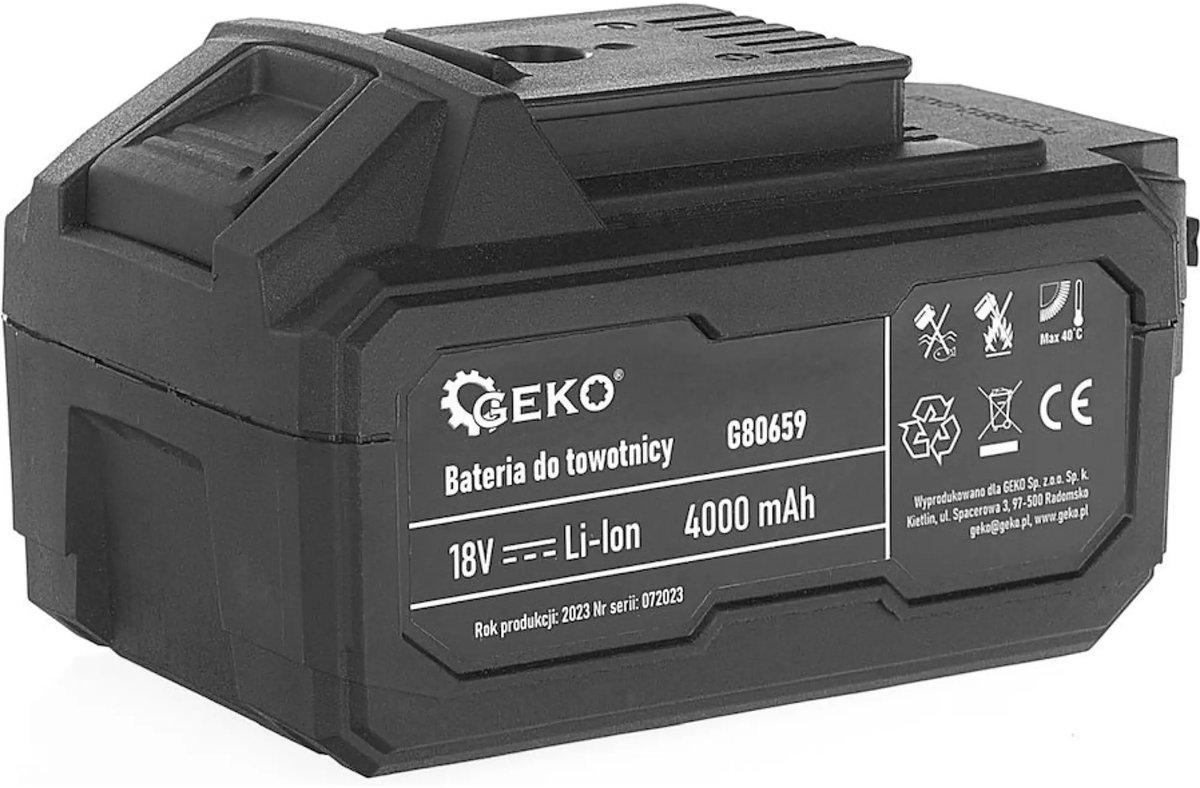 GEKO Li-ion accu 18V 4.0Ah - Lange levensduur - Geschikt voor G80657 - 0.9 kg
