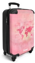 NoBoringSuitcases.com® - Valise cabine Carte du monde - Rose - Flou - Bagage à main - Valise de voyage - Valise chariot - Valises 55x40x20 cm - 55x35x25 cm