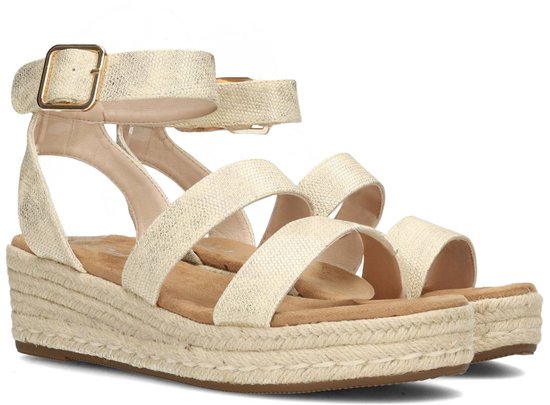 POSH by Poelman JUNE Dames Sandalen - Goud Met Beige