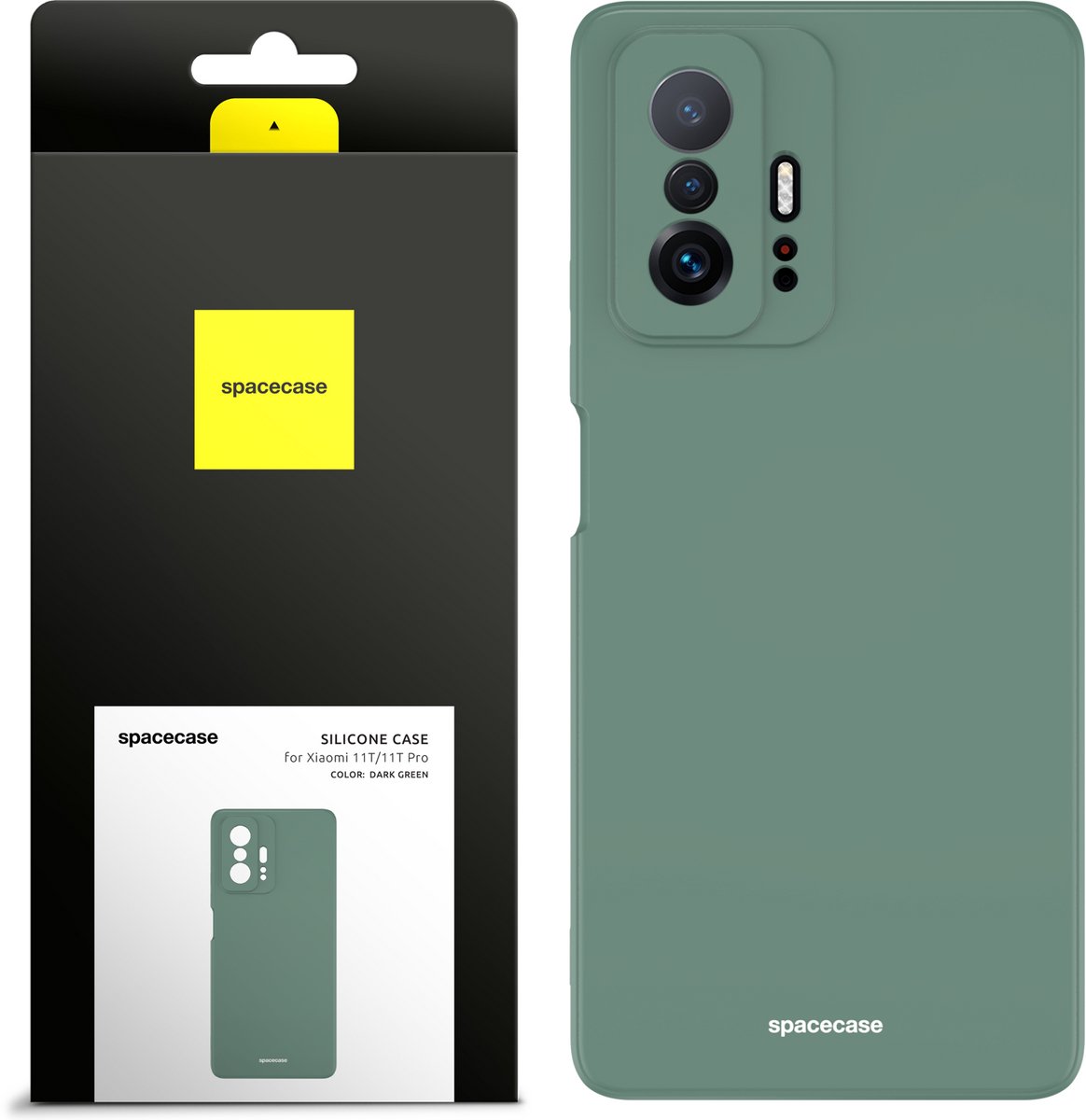 Spacecase Siliconen Hoesje Voor Xiaomi Telefoon 11T 11T Pro Donkergroen