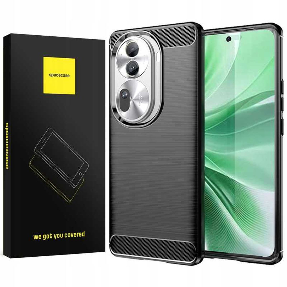 Spacecase Case Cover Voor Oppo Reno 11 Pro 5G Zwarte Telefoon