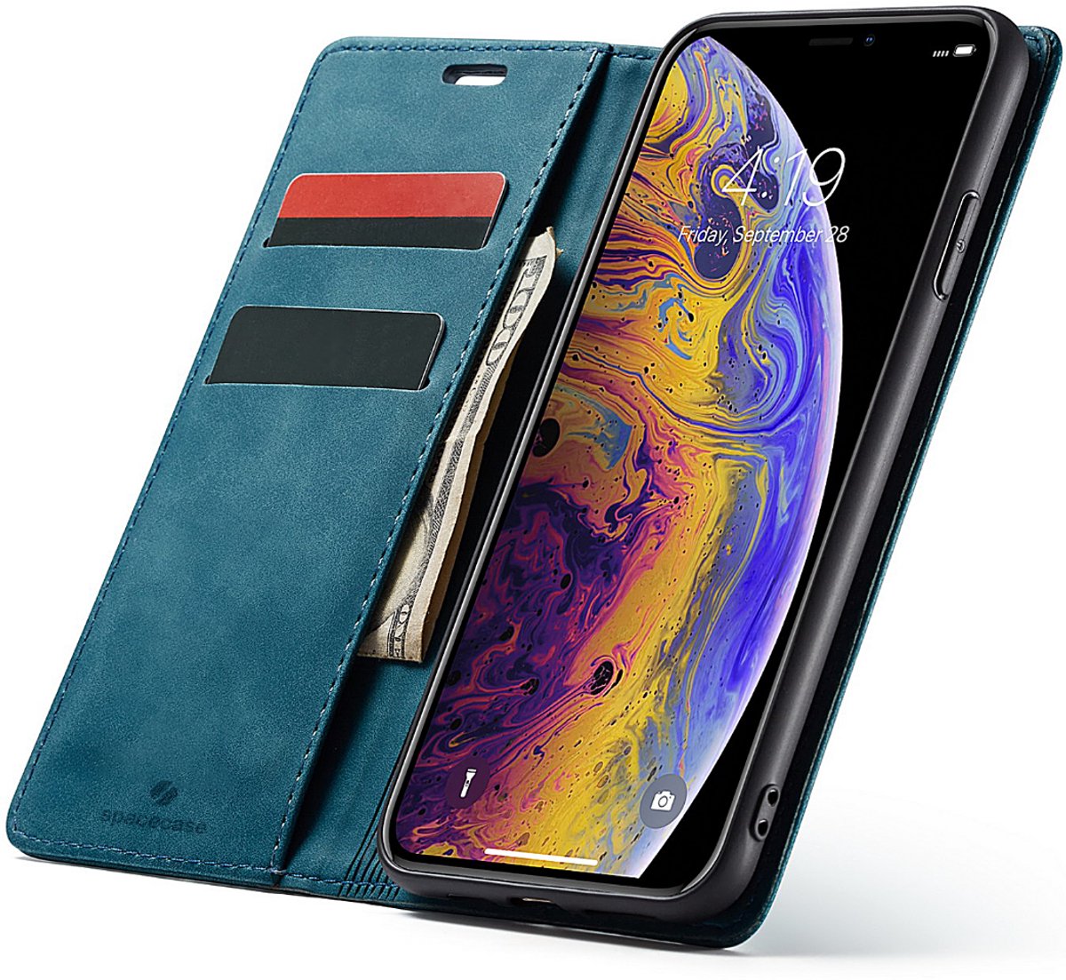 Spacecase Wallet Case Voor Iphone Xs Max Blauw Hoesje