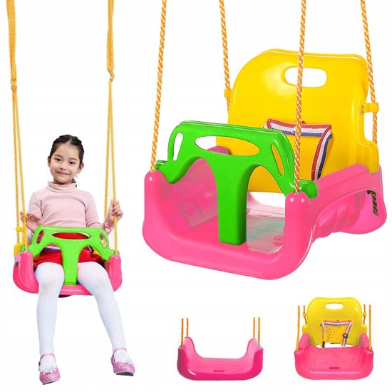 ForDig Babyschommel 3 in 1 - Meegroei Schommel - Baby Schommel Buiten - Baby Swing - Schommelzitje - Kinderschommel - Roze