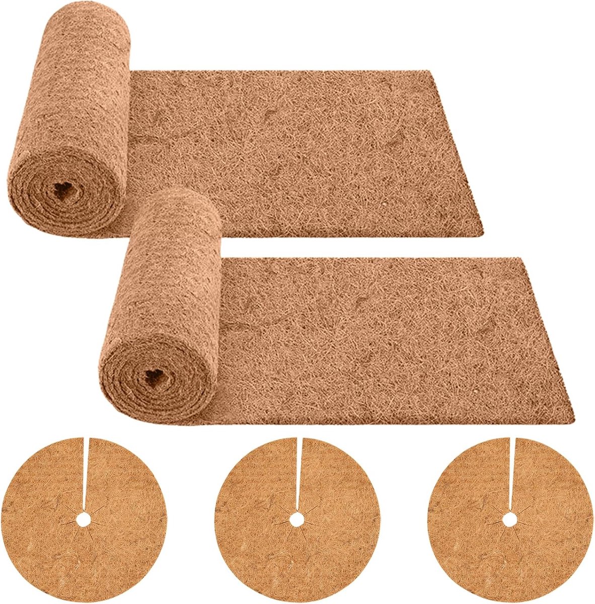 Kokosmat voor Winterbescherming van Planten - 2 Rollen en 3 Stuks Kokosvezelmattes