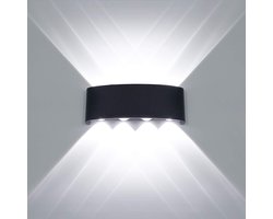 Moderne wandlamp - LED omhoog en omlaag wandlamp - binnen en buiten waterdichte aluminium muurring - geschikt voor badkamer, veranda, hal, woonkamer, trap, gang - 8W - wit