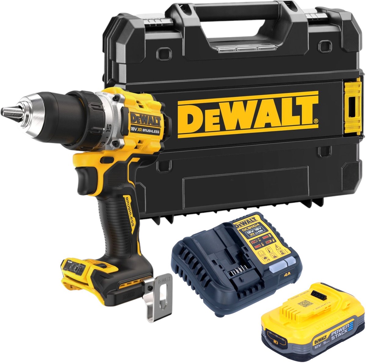 DeWalt DCD 800 H1T accuboormachine 18 V 90 Nm borstelloos + 1x Powerstack accu 5.0 Ah + lader + TSTAK