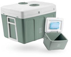 Brisby 40 Liter Elektrische Koelbox, Frigobox Deluxe met 12V, 220/230 Volt Aansluiting voor Auto en Camping – AC/DC - inclusief passieve koelbox - GROEN