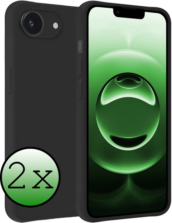 Ensemble de 2 coques de téléphone noires pour iPhone, avec un téléphone à écran vert.