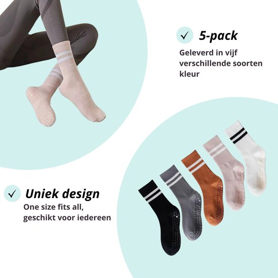 Chaussettes Pilates 3 Paires Antidérapantes - Coton Respirant - Pour Yoga, Fitness, Danse - Taille Unique Chaussettes Danse Semelle Grip