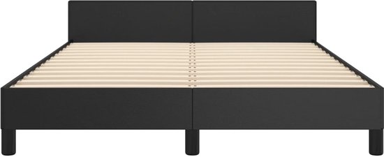 vidaXL Cadre de lit avec tête de lit Simili cuir Noir 140x200 cm - Cadre de lit avec tête de lit - Encadrements de lit avec têtes de lit - Cadre de lit - Lit