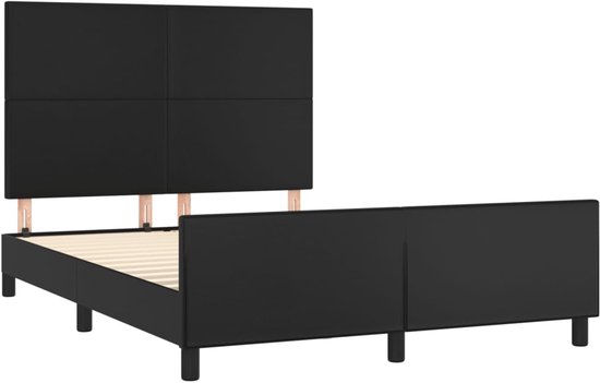 vidaXL Cadre de lit avec tête de lit Simili cuir Noir 140x200 cm - Cadre de lit avec tête de lit - Encadrements de lit avec têtes de lit - Cadre de lit - Lit
