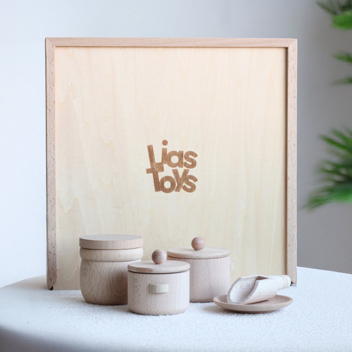 Houten Sensory Speelbak - Met Deksel & Accessoires - 30x30x6 cm — afbeelding 6