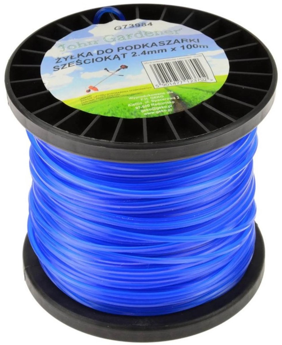 GEKO Nylon maaidraad - Hexagonaal - 2.4mm dikte - 10m lengte - Blauw