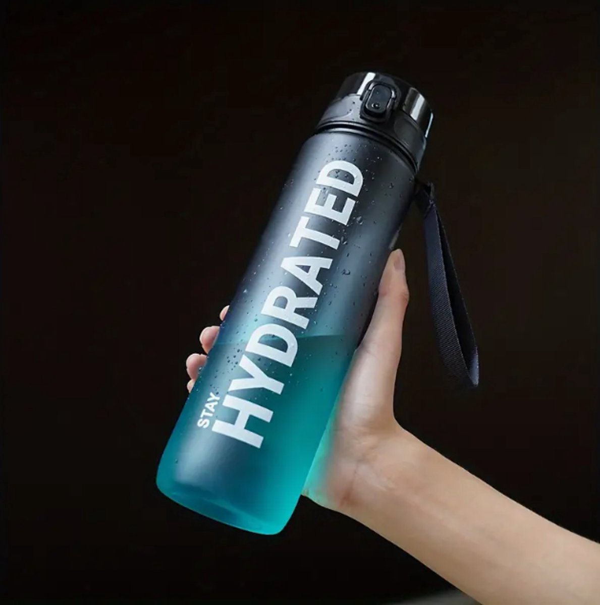 Motiverende Waterfles | Drinkfles Met Tijdsmarkering | Motivatie voor Kinderen en Volwassenen | Stay Hydrated | Motivatiefles | Drinkflessen in de kleur Blauw en Zwart
