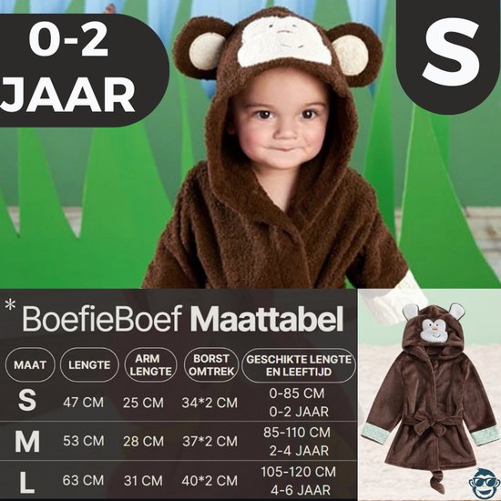 Baby Badjas Aap - 0-12 maanden (0-1 jaar) - ochtendjas - katoen - snel drogend - met capuchon - kraamcadeau - dierenbadjas - sinterklaas - monkey| dier - meisjes en jongens - bruin van Merkloos — afbeelding 5