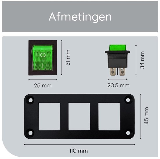 Waterdichte Tuimelschakelaar 2 Polig  4 Pins  AAN UIT 250V 16A Rood Verlicht 5 683945179