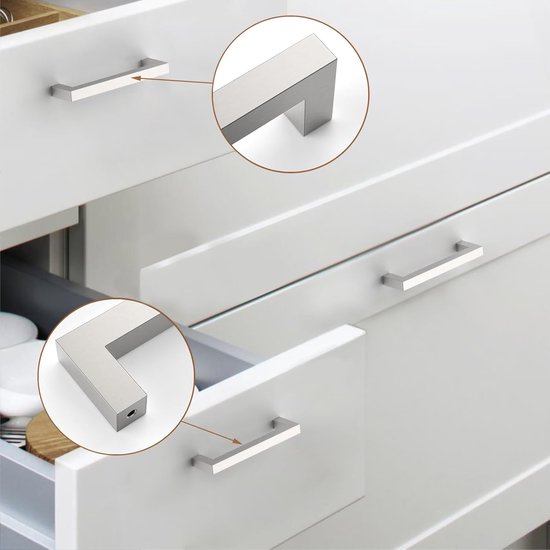 2-Pack keuken vierkante kastgrepen matte kastgrepen zwarte ladegrepen keukenkast hardware keukengrepen voor kasten kastgrepen ladegrepen (gatafstand: 192 mm) - zilver - 192mm