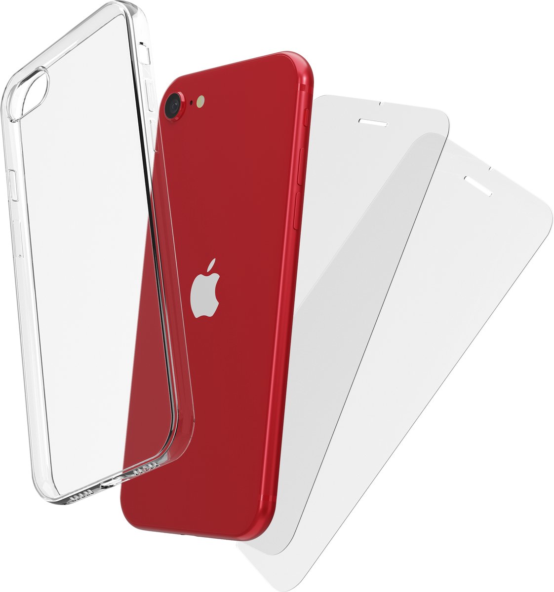 My Case Hoesje geschikt voor iPhone SE2022/20/8/7 transparant - 2x screenprotector - extra sterk beschermglas