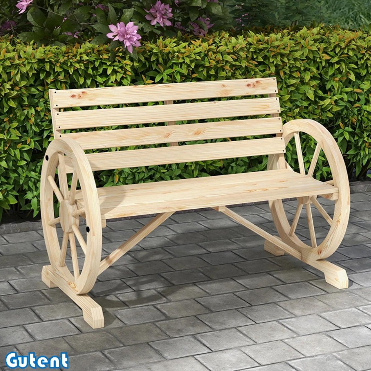 Gutent Tuinbank-Wielontwerp-2 Zitters-Natuurlijk Hout-105,5 x 56 x 79 cm-Natuurlijke Kleur