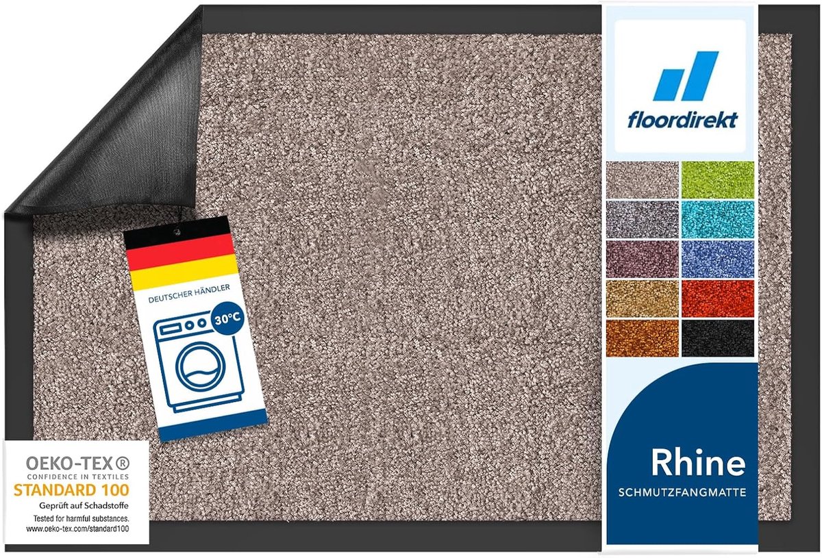 Floordirekt Deurmat - Droogloopmat - Schoonloopmat - Rhine - Gull - 200 x 200 cm Beige-Grijs